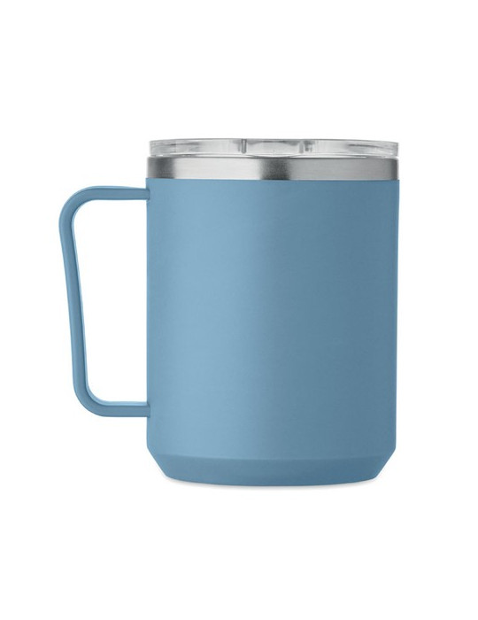 COCOA Mug double paroi 400ml Couleurs : bleu pétrole marquage laser ultra précis