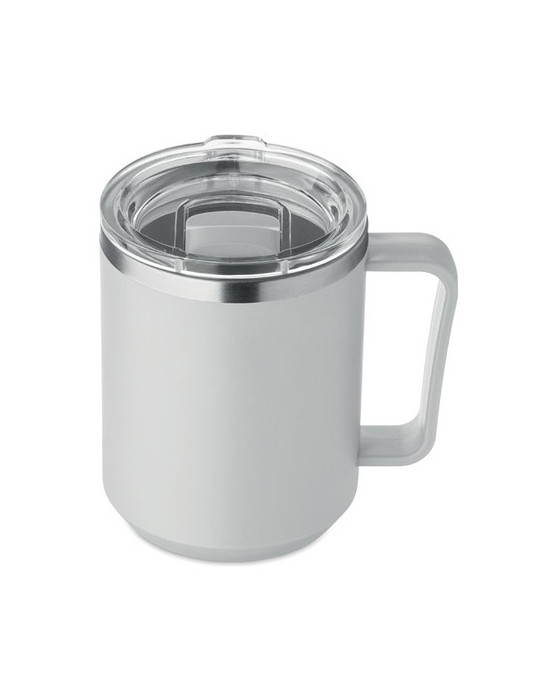 COCOA Mug double paroi 400ml Couleurs : gris marquage laser ultra précis