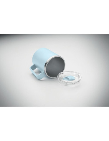 COCOA Mug double paroi 400ml Couleurs : bleu bébé impression logo haute qualité