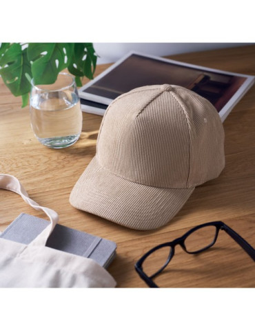 WALE Casquette 5 pans en velours Couleurs : beige impression haute définition