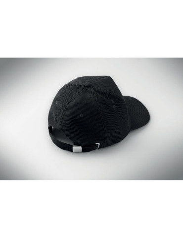 WALE Casquette 5 pans en velours Couleurs : noir goodies personnalisé en stock