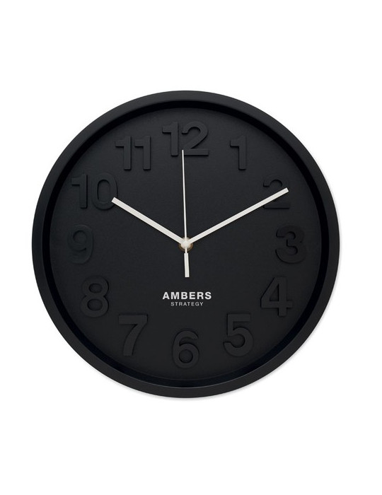 MURO Horloge murale en PP Couleurs : noir objet publicitaire robuste