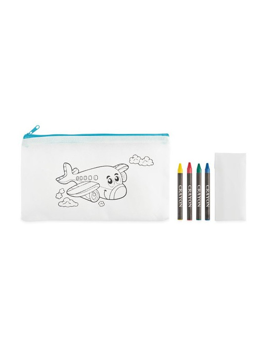 CRAY Trousse 4 crayons de couleur Couleurs : bleu bébé cadeau entreprise pas cher