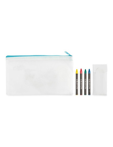 CRAY Trousse 4 crayons de couleur Couleurs : bleu bébé impression haute définition