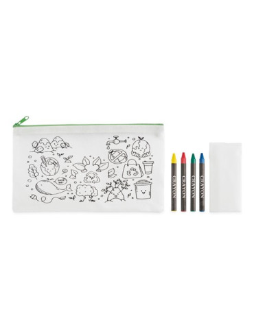 CRAY Trousse 4 crayons de couleur Couleurs : vert citron goodies publicitaire événementiel
