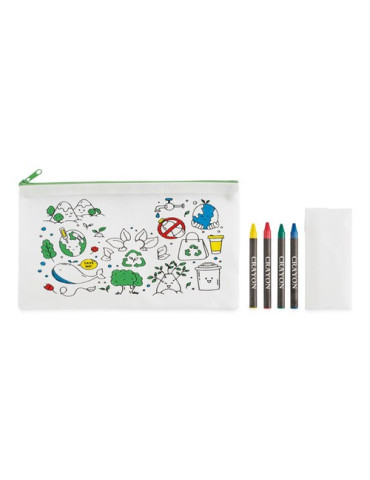 CRAY Trousse 4 crayons de couleur Couleurs : vert citron objet promotionnel éco-responsable