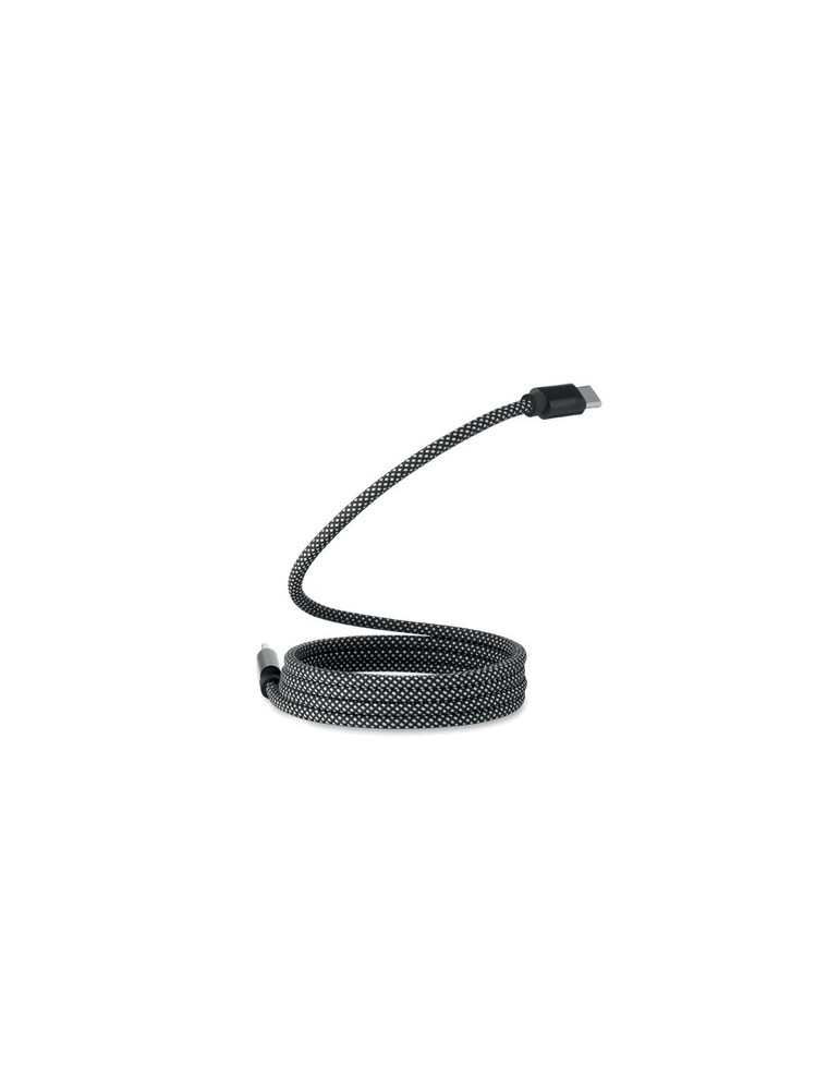BRAID Câble magnétique en RPET Couleurs : blanc impression logo haute qualité