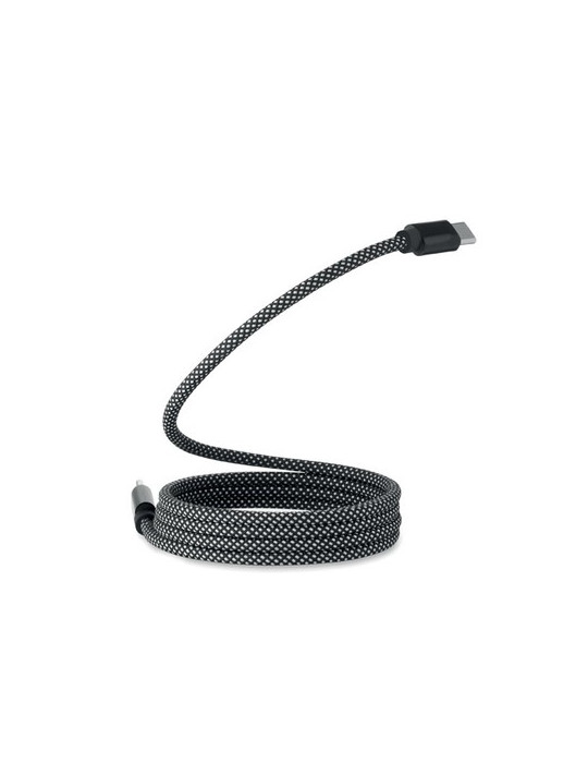 BRAID Câble magnétique en RPET Couleurs : blanc impression logo haute qualité