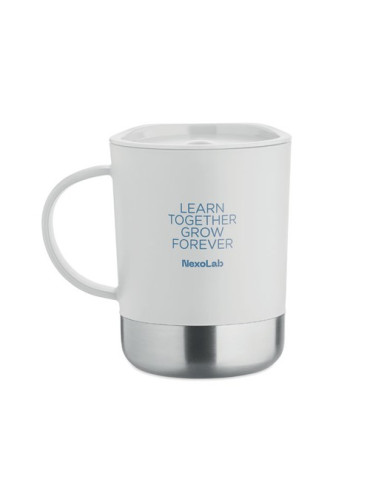 BEAKER Mug simple paroi 300ml Couleurs : blanc marquage couleur éclatante