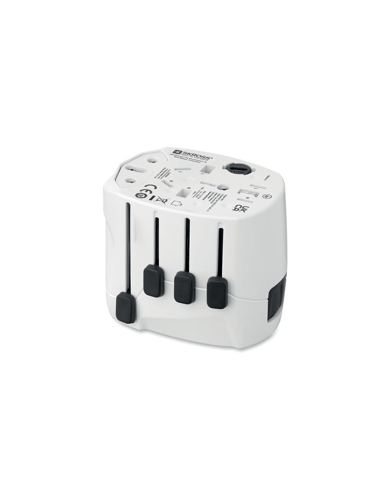 PRO 3-POLE Adaptateur SKROSS® 3pôles Couleurs : blanc cadeau entreprise pas cher