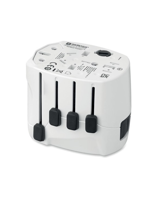 PRO 3-POLE Adaptateur SKROSS® 3pôles Couleurs : blanc cadeau entreprise pas cher