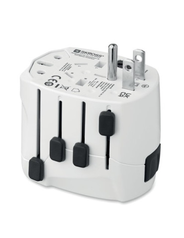 PRO 3-POLE Adaptateur SKROSS® 3pôles Couleurs : blanc objet promotionnel éco-responsable