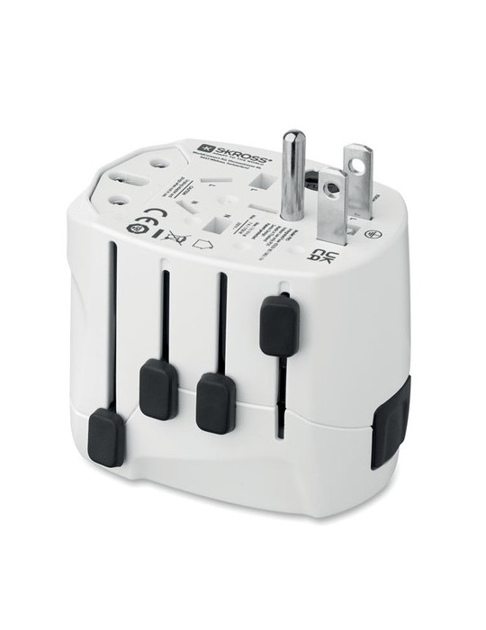 PRO 3-POLE Adaptateur SKROSS® 3pôles Couleurs : blanc objet promotionnel éco-responsable