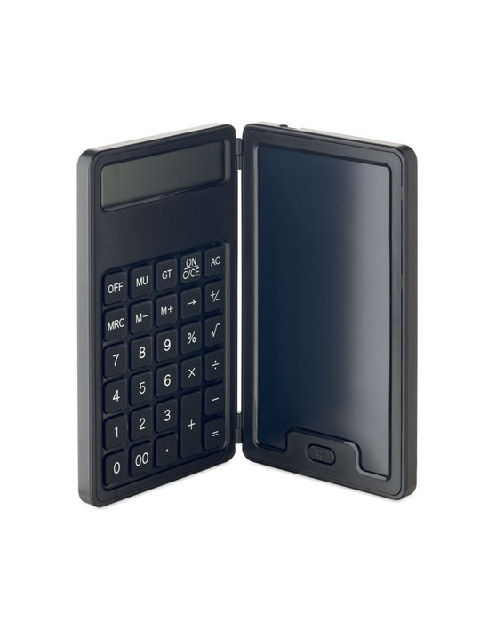 CLERK Calculatrice avec tablette LCD Couleurs : noir goodies publicitaire événementiel