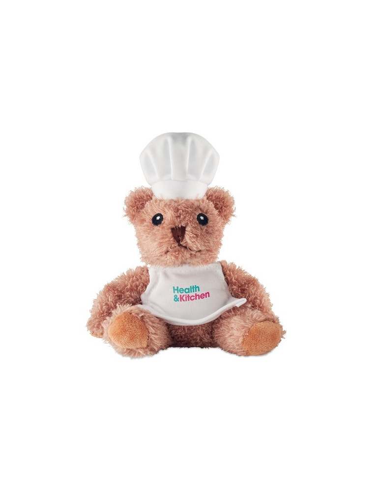 TEDDCHEF Ours en peluche chef cuisinier Couleurs : blanc cadeau entreprise pas cher