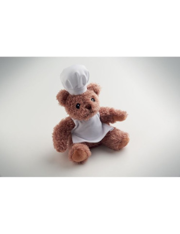 TEDDCHEF Ours en peluche chef cuisinier Couleurs : blanc goodies publicitaire événementiel