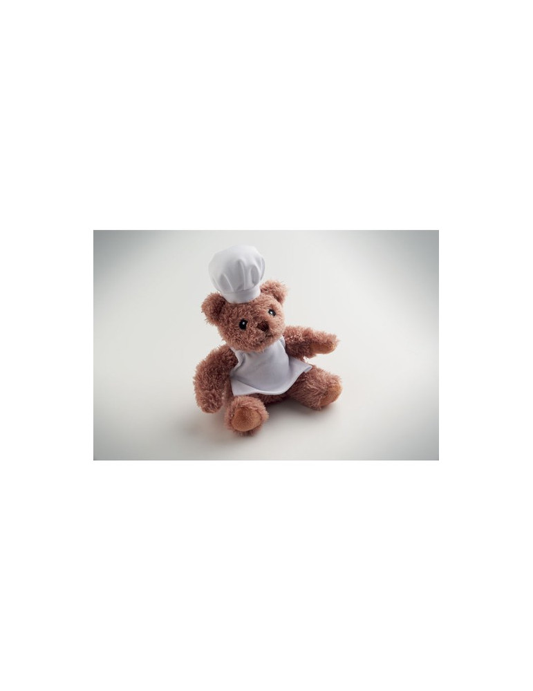 TEDDCHEF Ours en peluche chef cuisinier Couleurs : blanc goodies publicitaire événementiel