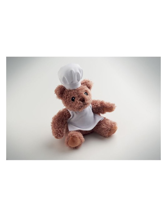 TEDDCHEF Ours en peluche chef cuisinier Couleurs : blanc goodies publicitaire événementiel