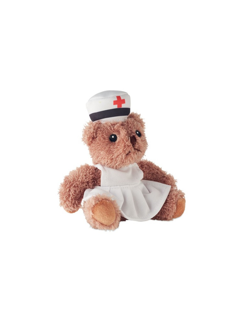 NURSE Ours en peluche infirmière Couleurs : blanc personnalisable avec votre logo