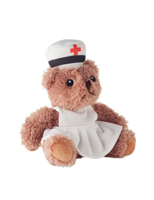 NURSE Ours en peluche infirmière Couleurs : blanc personnalisable avec votre logo