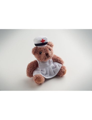 NURSE Ours en peluche infirmière Couleurs : blanc goodies publicitaire événementiel