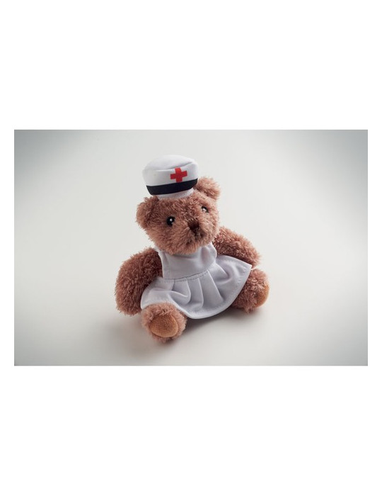 NURSE Ours en peluche infirmière Couleurs : blanc goodies publicitaire événementiel