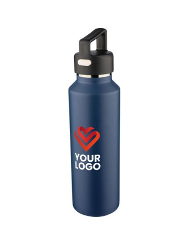Gourde double paroi de 600 ml en acier inoxydable recyclé Mace Couleurs : noir Matières : acier inoxydable recyclé objet promoti