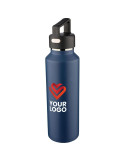 Gourde double paroi de 600 ml en acier inoxydable recyclé Mace Couleurs : noir Matières : acier inoxydable recyclé objet promoti
