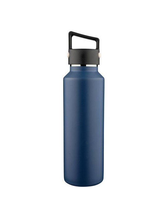 Gourde double paroi de 600 ml en acier inoxydable recyclé Mace Couleurs : noir Matières : acier inoxydable recyclé goodies perso