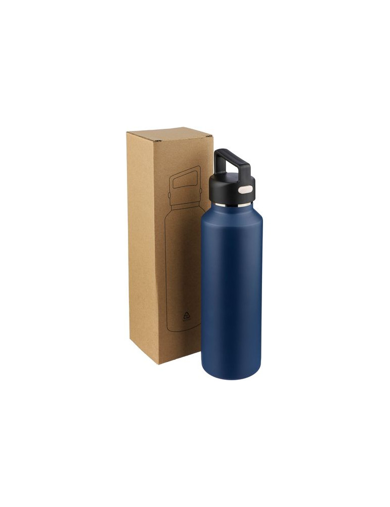 Gourde double paroi de 600 ml en acier inoxydable recyclé Mace Couleurs : noir Matières : acier inoxydable recyclé goodies publi