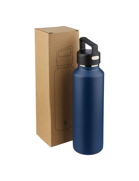 Gourde double paroi de 600 ml en acier inoxydable recyclé Mace Couleurs : noir Matières : acier inoxydable recyclé goodies publi