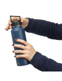 Gourde double paroi de 600 ml en acier inoxydable recyclé Mace Couleurs : noir Matières : acier inoxydable recyclé goodies perso