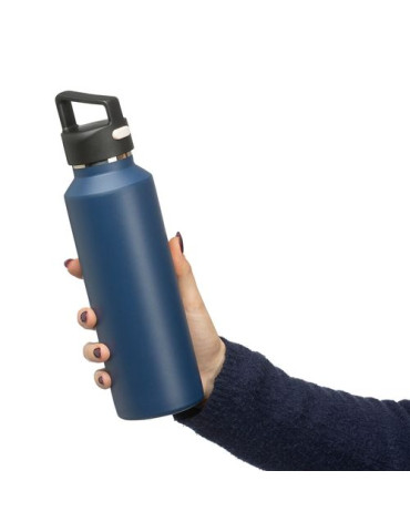 Gourde double paroi de 600 ml en acier inoxydable recyclé Mace Couleurs : noir Matières : acier inoxydable recyclé goodies publi