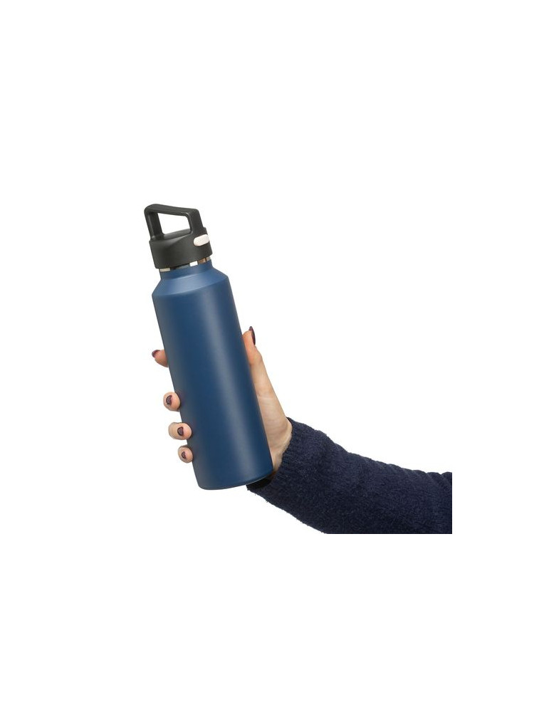 Gourde double paroi de 600 ml en acier inoxydable recyclé Mace Couleurs : noir Matières : acier inoxydable recyclé goodies publi