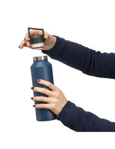 Gourde double paroi de 600 ml en acier inoxydable recyclé Mace Couleurs : bleu Matières : acier inoxydable recyclé impression ha