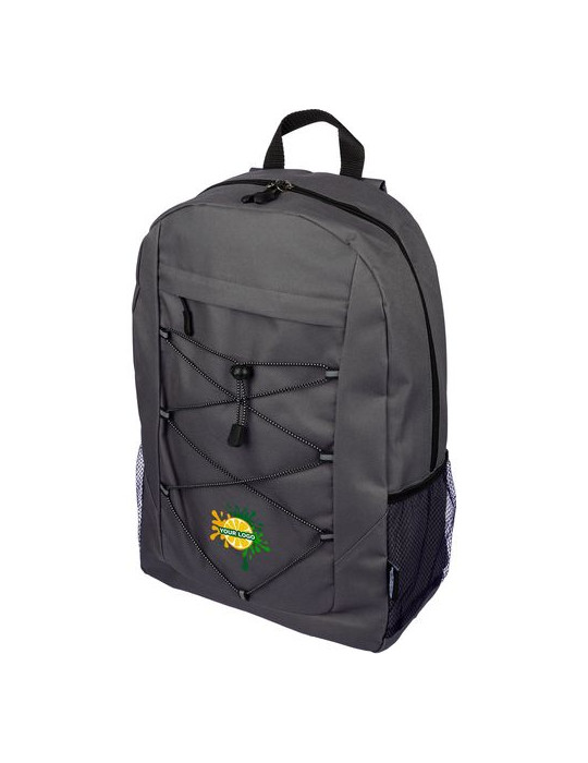 Sac à dos d'aventure en polyester rPET 600D Jari Matières : élasthanne Couleurs : noir objet publicitaire robuste