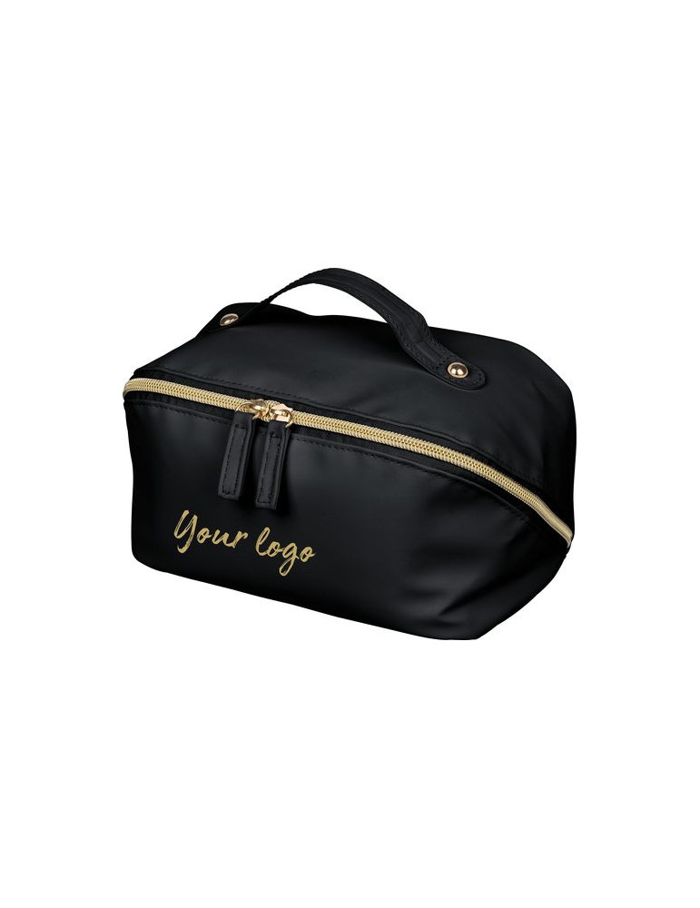 Trousse de toilette en PU recyclé Alon Matières : polyester Couleurs : noir marquage laser ultra précis