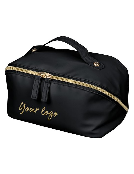 Trousse de toilette en PU recyclé Alon Matières : polyester Couleurs : noir marquage laser ultra précis