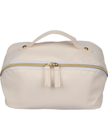 Trousse de toilette en PU recyclé Alon Matières : polyester Couleurs : beige personnalisable avec votre logo