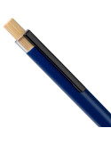 Stylo à bille poussoir laqué en aluminium recyclé Maren Matières : bambou Couleurs : noir cadeau entreprise pas cher