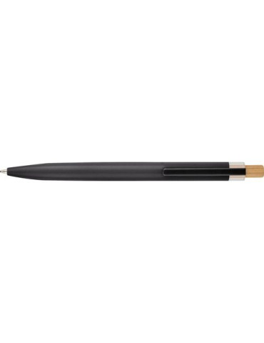 Stylo à bille poussoir laqué en aluminium recyclé Maren Matières : bambou Couleurs : gris goodies publicitaire événementiel