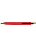 Stylo à bille poussoir laqué en aluminium recyclé Maren Matières : bambou Couleurs : rouge impression haute définition