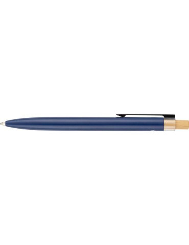Stylo à bille poussoir laqué en aluminium recyclé Maren Matières : bambou Couleurs : rouge goodies personnalisé en stock