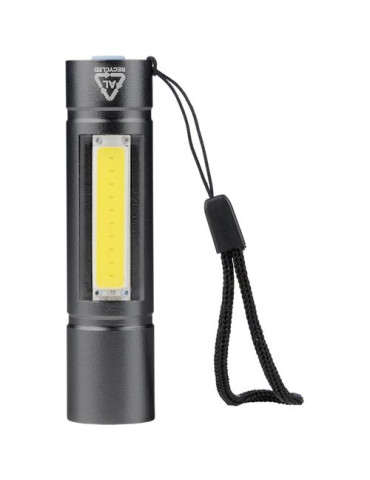 Lampe de poche COB en aluminium recyclé Sami Matières : polyester Couleurs : noir