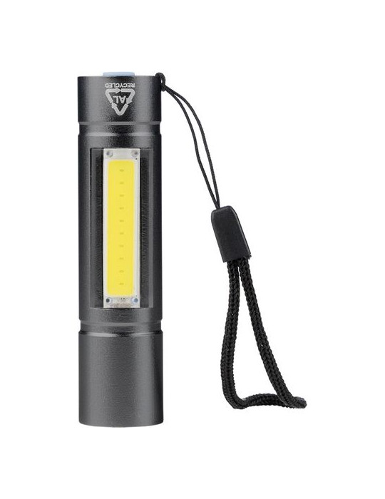 Lampe de poche COB en aluminium recyclé Sami Matières : polyester Couleurs : noir