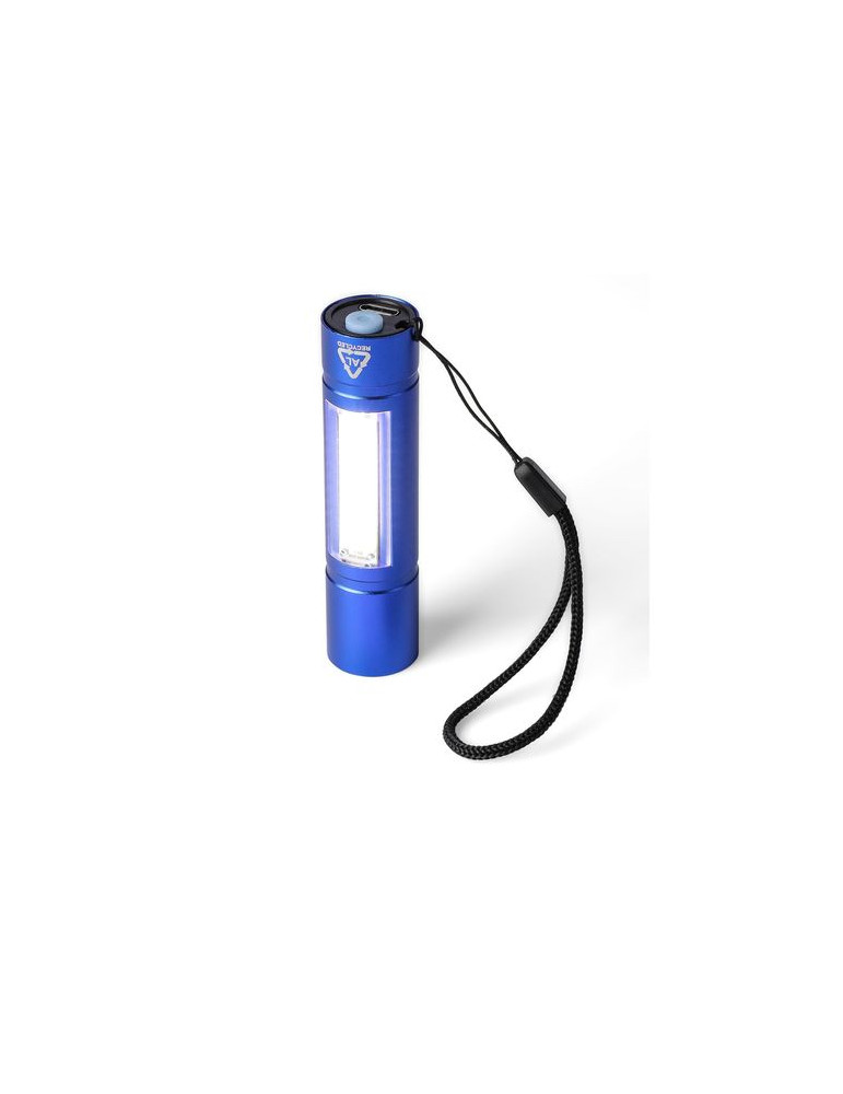 Lampe de poche COB en aluminium recyclé Sami Matières : polyester Couleurs : noir objet publicitaire robuste