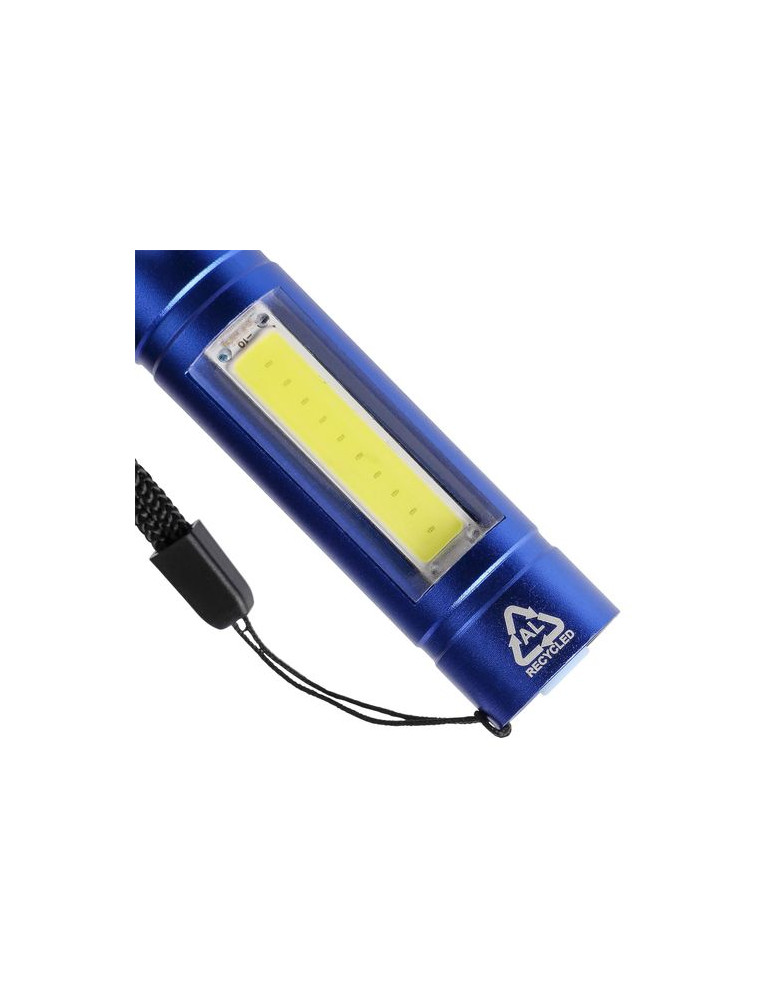 Lampe de poche COB en aluminium recyclé Sami Matières : polyester Couleurs : noir cadeau collaborateur premium