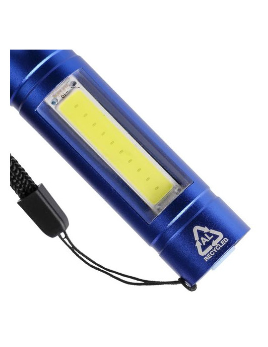 Lampe de poche COB en aluminium recyclé Sami Matières : polyester Couleurs : noir cadeau collaborateur premium