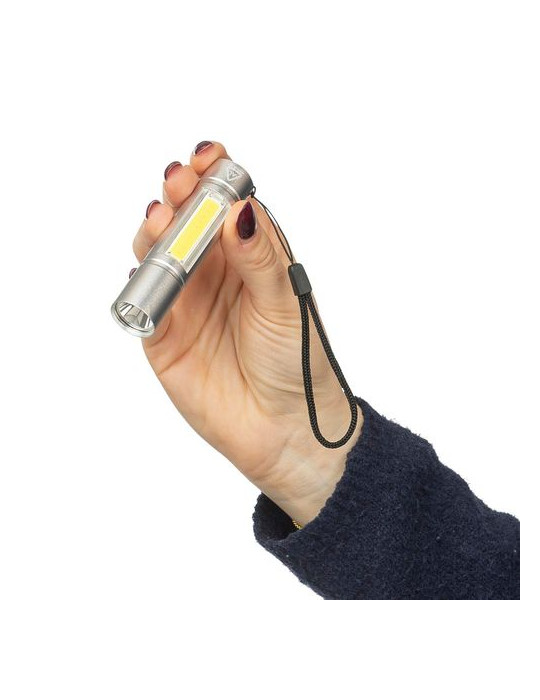 Lampe de poche COB en aluminium recyclé Sami Matières : polyester Couleurs : noir cadeau affaires élégant