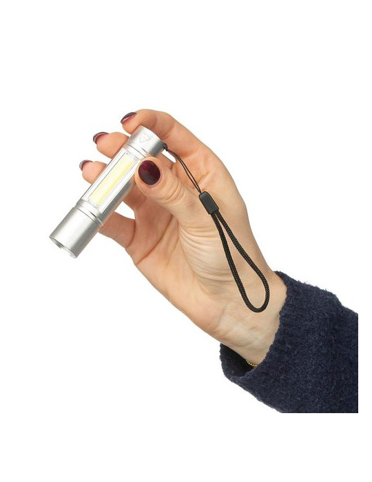 Lampe de poche COB en aluminium recyclé Sami Matières : polyester Couleurs : noir cadeau entreprise pas cher